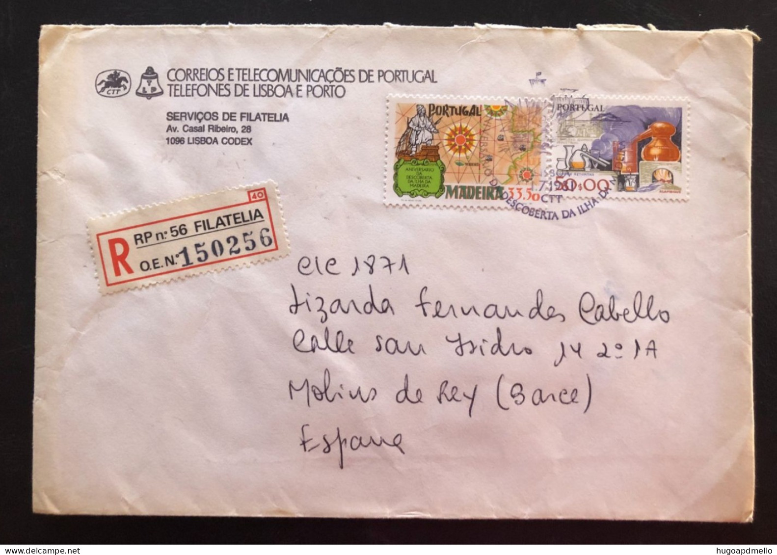 PORTUGAL, Registered Circulated Cover To Spain (Barcelona), « Discovery Of Madeira », 1980 - Lettres & Documents