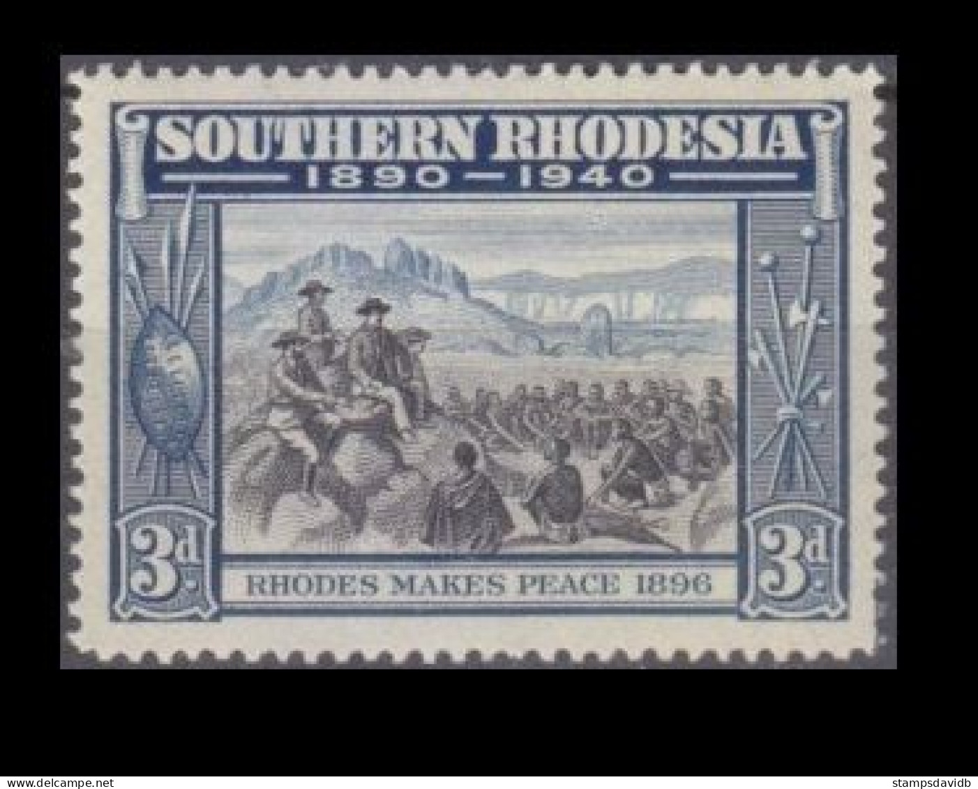 1940 Southern Rhodesia 59 MLH Rhodes Makes Peace - Southern Rhodesia (...-1964)