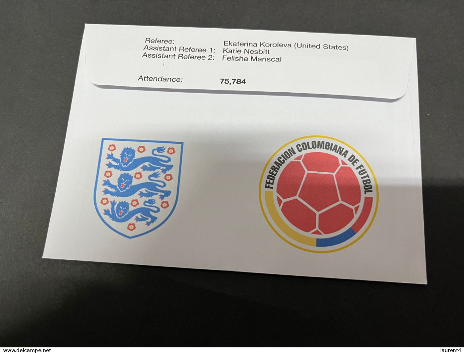 13-8-2023 (2 T 21) FIFA Women's Football World Cup Match 60 ($1.10 Football Stamp) England (2) V Colombia (1) - Autres & Non Classés