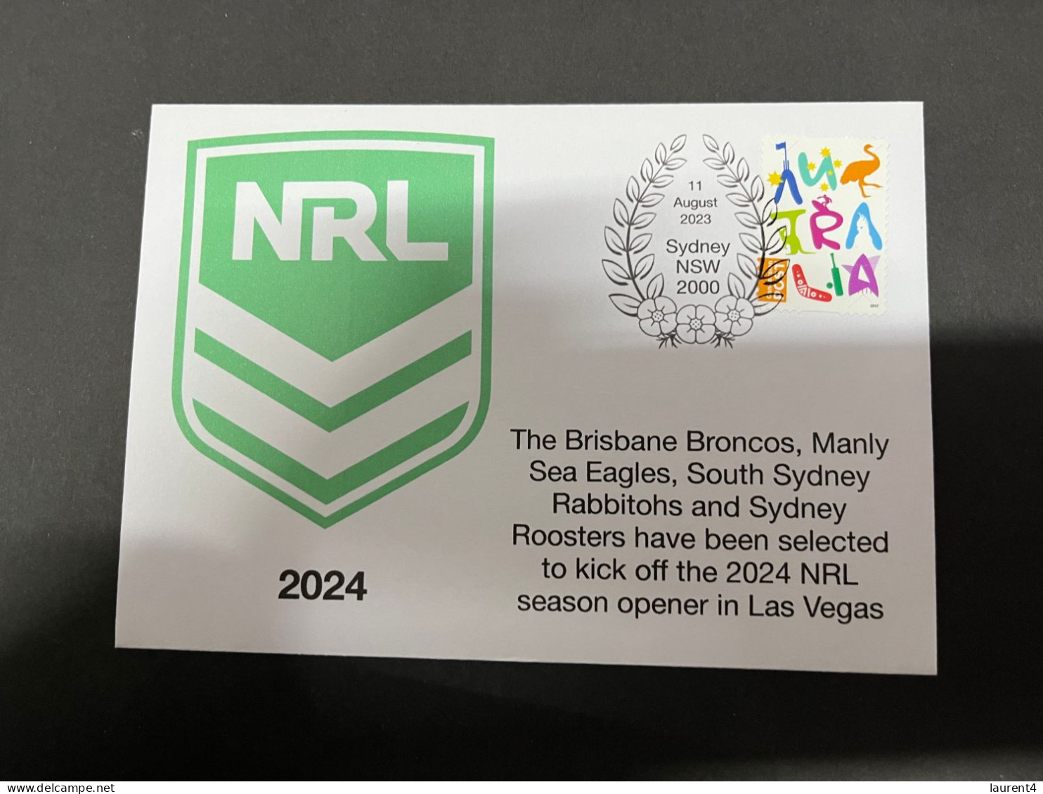 13-7-2023 (2 T 22) Australia - NRL 2024 Season To Begin In Las Vegas (with Broncos - Sea Eagles, Rabbitohs & Roosters) - Cartas & Documentos