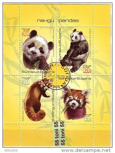 2010 Fauna  PANDA - PANDAS 4v.- S/S – Used/oblit.(O)  Bulgaria / Bulgarie - Used Stamps