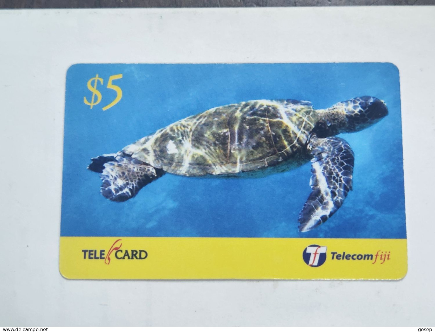 FiGI-(F-FJ-TEL-ULI-0008)Turtle -(74)(9103253989)($5)(tirage-15.000)-(31.10.2001)used Card1card Prepiad Free - Fidschi