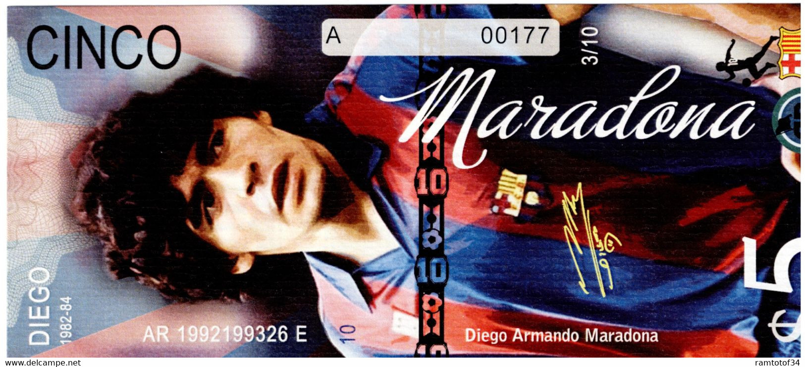 Diego MARADONA - Set de 10 billets diegos 1976-2020 UNC 2022