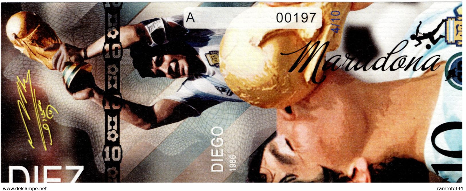 Diego MARADONA - Set de 10 billets diegos 1976-2020 UNC 2022