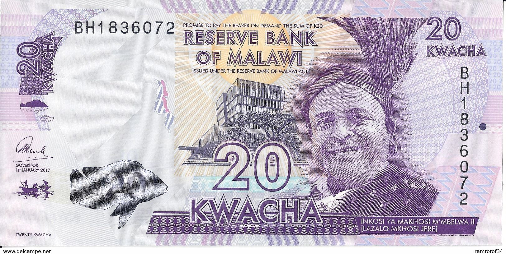 MALAWI - 20 Kwacha 2017 UNC - Malawi