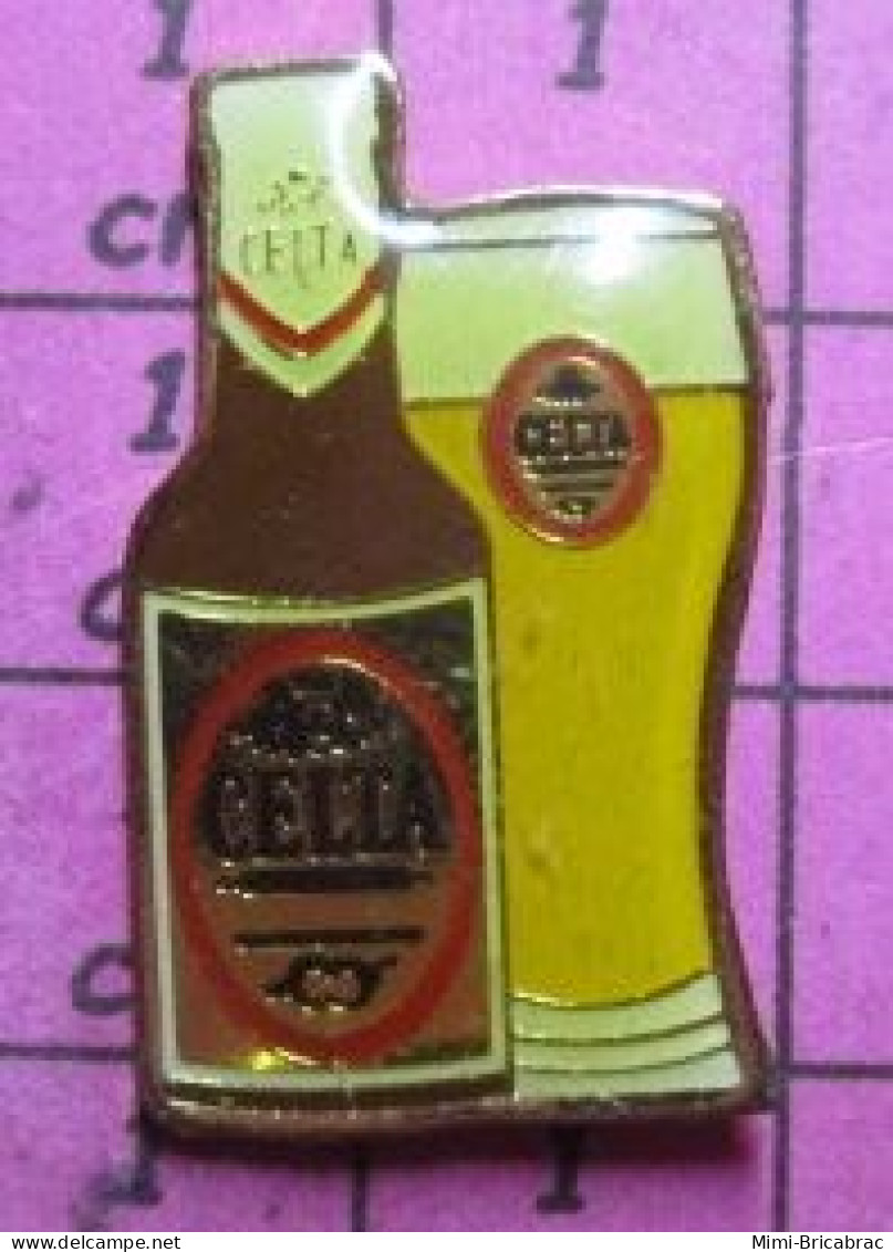 912A  Pin's Pins / Beau Et Rare / BIERES / BOUTEILLE ET VERRE DE BIERE CELTA - Birra