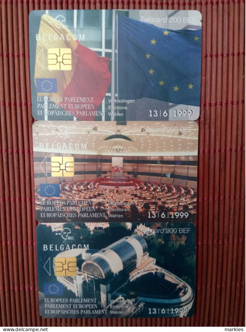 Set 3 Phonecard Europe Parlement  Used Rare - Con Chip