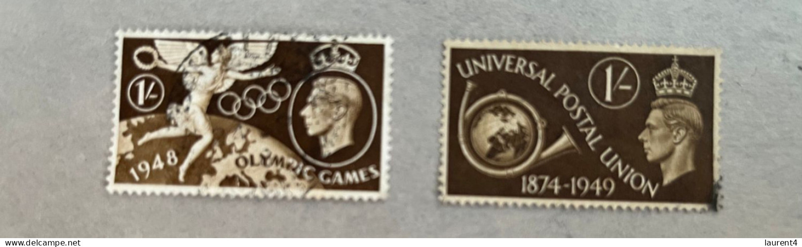 13-8-2023 (stamp) Selection Of 2 UK 1948 (higher Values) Olympic Used Stamps + UPU (1949) - Sommer 1948: London