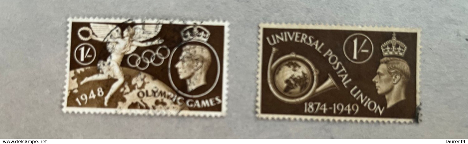 13-8-2023 (stamp) Selection Of 2 UK 1948 (higher Values) Olympic Used Stamps + UPU (1949) - Verano 1948: Londres