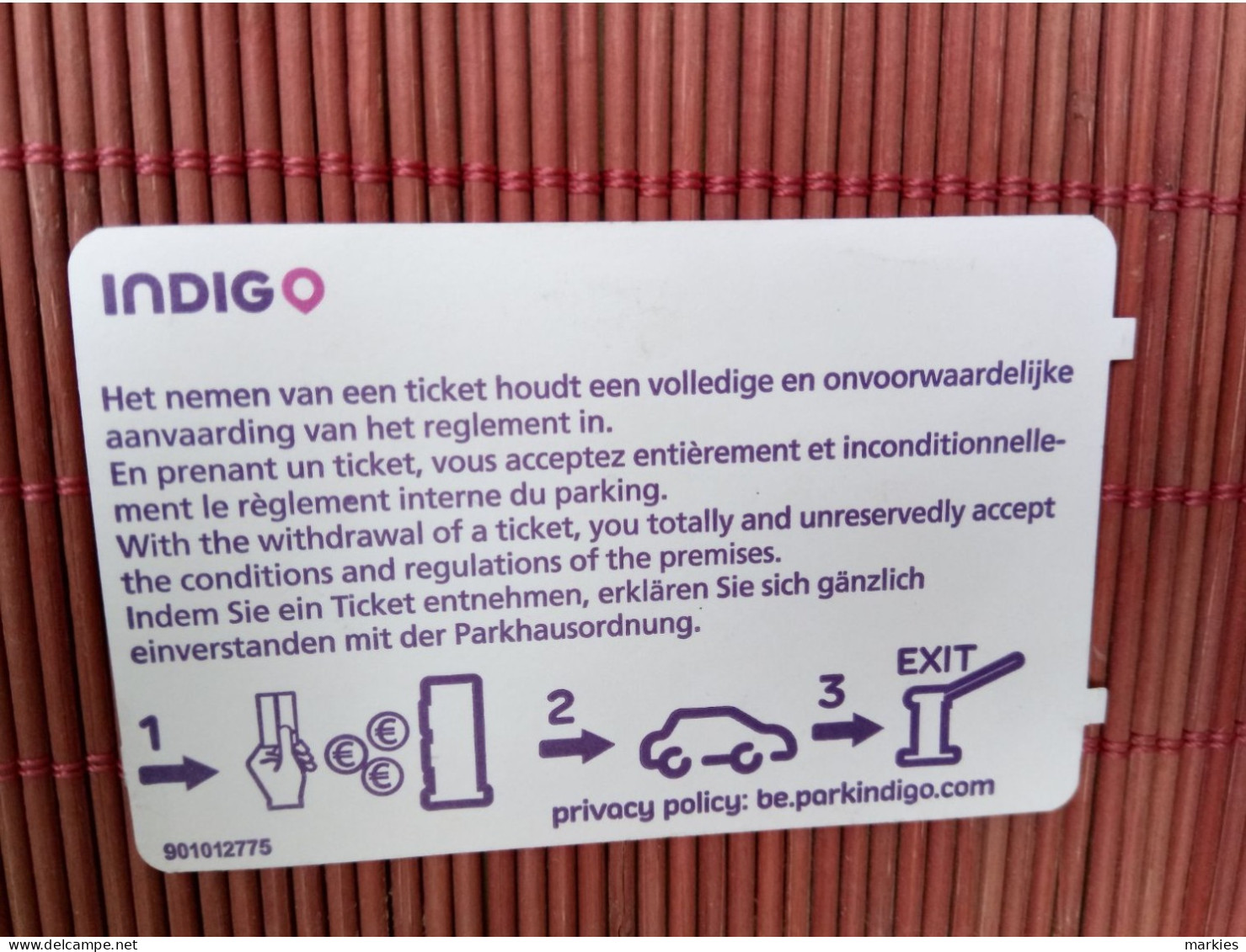 Indigo Parking Card Belgium Used Rare - Tarjetas De Estacionamiento (PIAF)