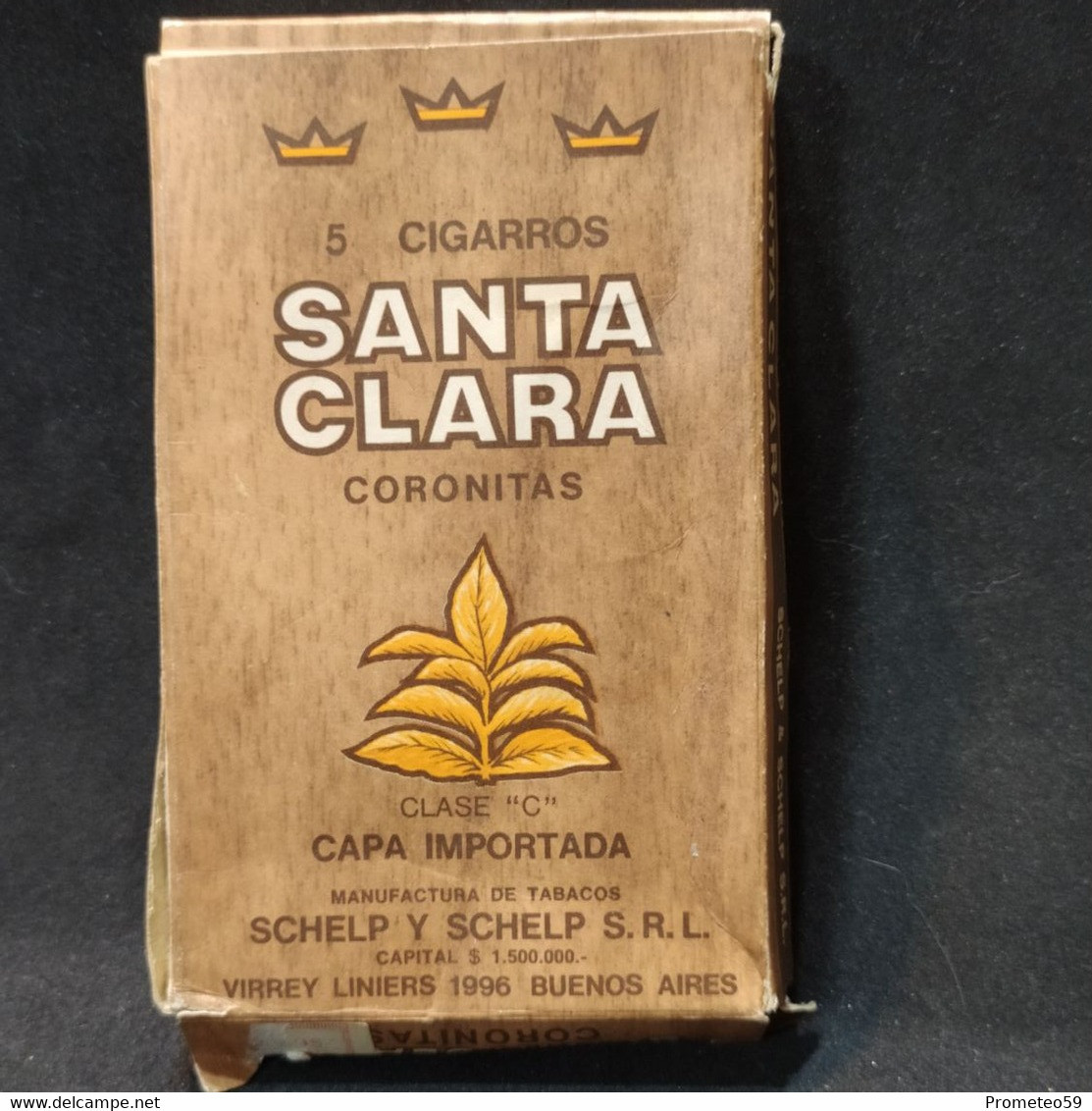 Caja 5 Cigarros Santa Clara Coronitas – Origen: Argentina - Boites à Tabac Vides