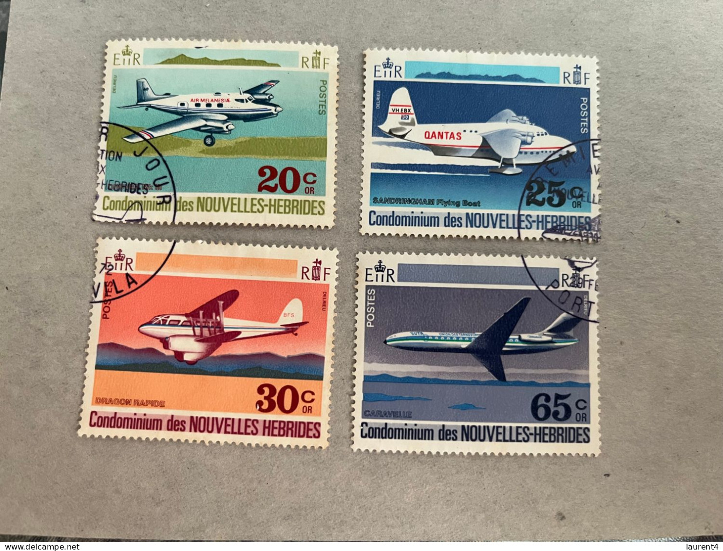 13-8-2023 (stamp) Aviation - Nouvelles Hebrides (set Of 4 Used Stamps) - Gebraucht