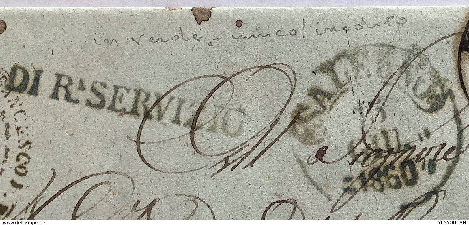 1860 „DI RL SERVIZIO“ In Green RR ! & UNRECORDED APPLIED ON ARRIVAL On Cover To Salerno (Campania Lettera Naples Napoli - Neapel