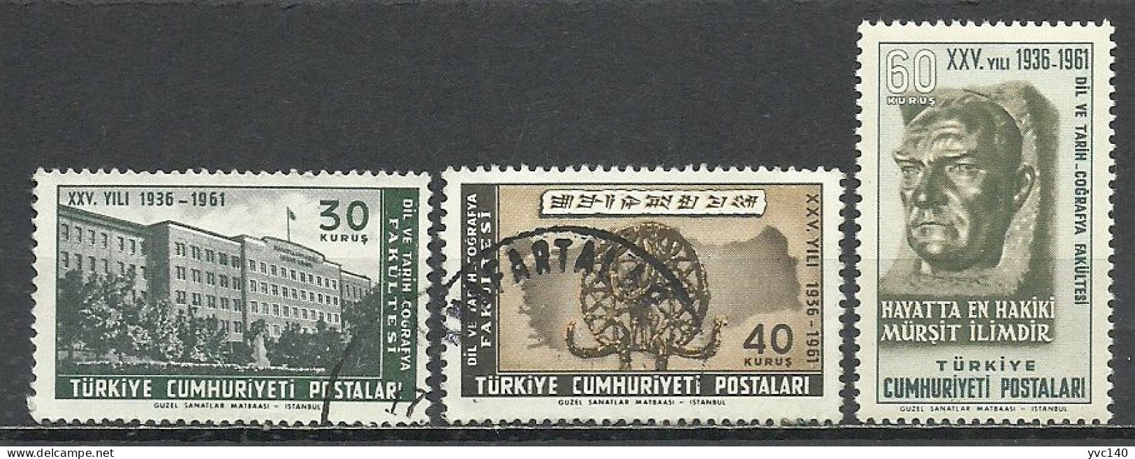 Turkey; 1961 25th Anniv. Of History And Geography Faculty (Complete Set) - Gebruikt