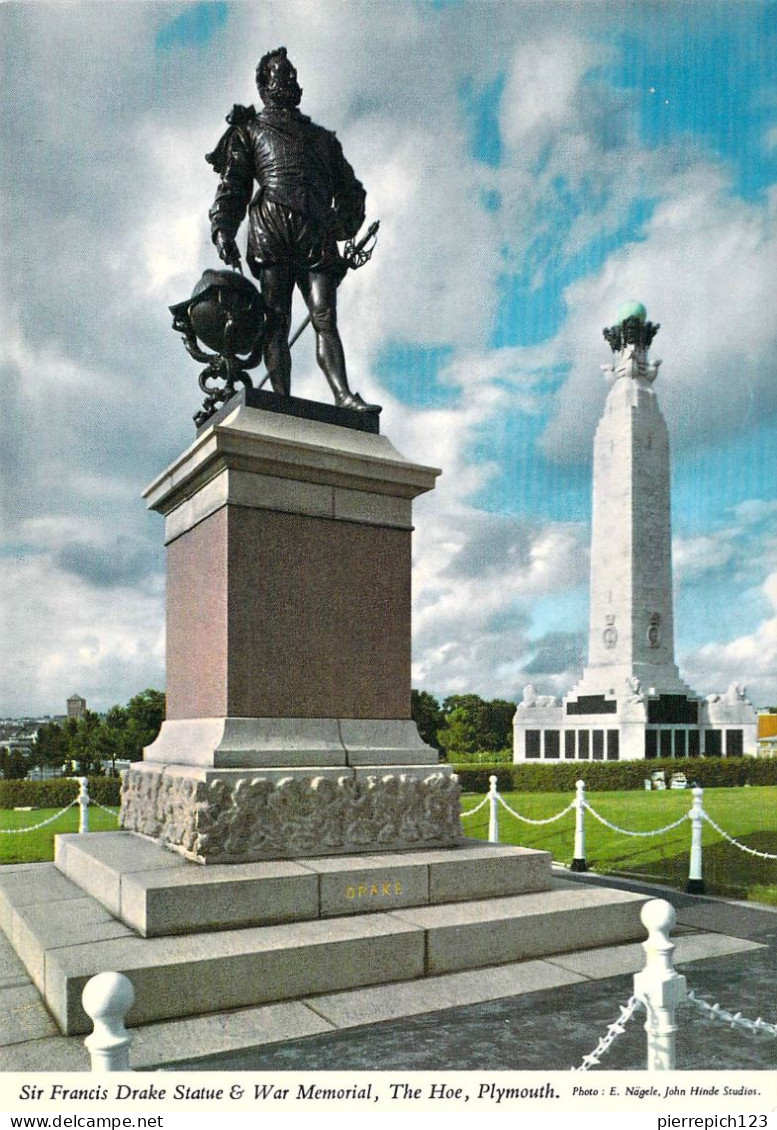 Plymouth - The Hoe - Statue De Sir Francis Drake Et Mémorial De Guerre - Plymouth