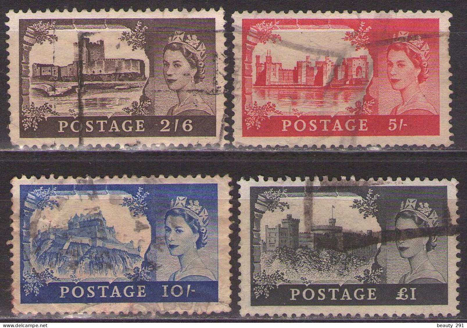 Great Britain 1955 CASTLES QUEEN ELIZABETH II  Used - Used Stamps