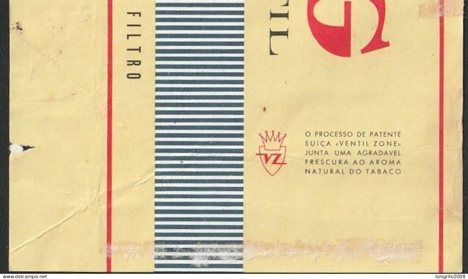 Portugal 1960/ 70, Pack Of Cigarettes - SG Ventil "VENTIL ZONE" -|- A Tabaqueira, Lisboa - Boites à Tabac Vides
