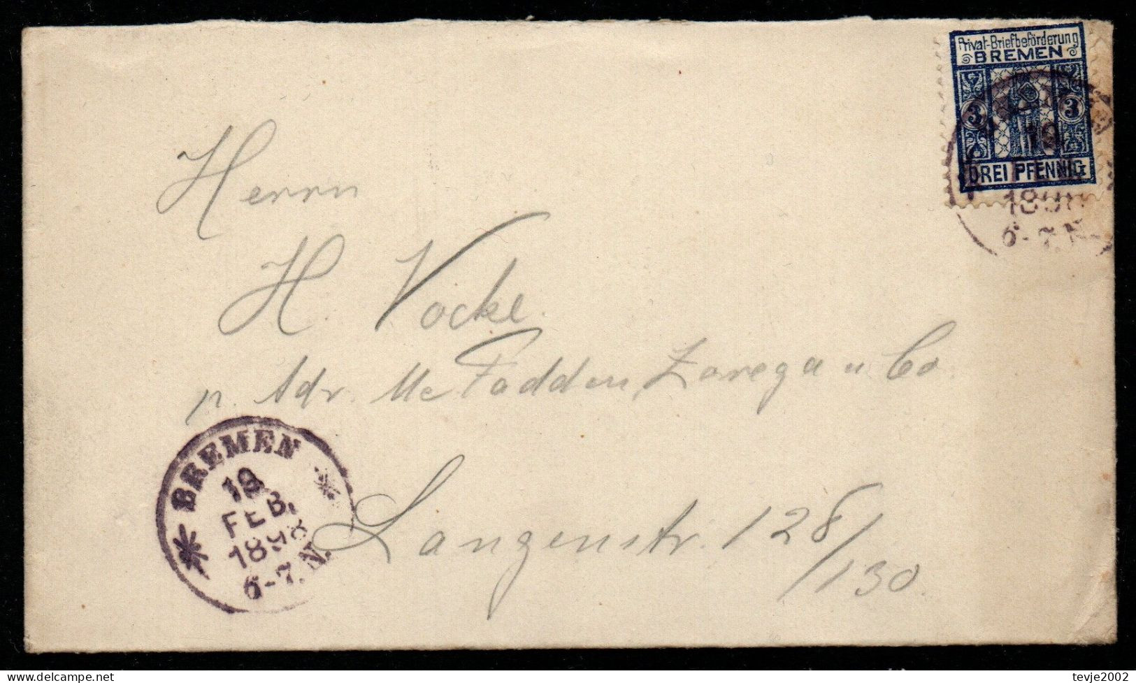 Bremen 1898 - Privatpostmarke Mi.Nr. 2 - Brief Letter - Brême