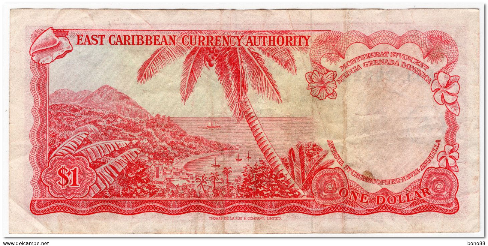 EAST CARIBBEAN STATES,ANTIGUA,1 DOLLAR,1965,P.13h,F-VF - Caraïbes Orientales