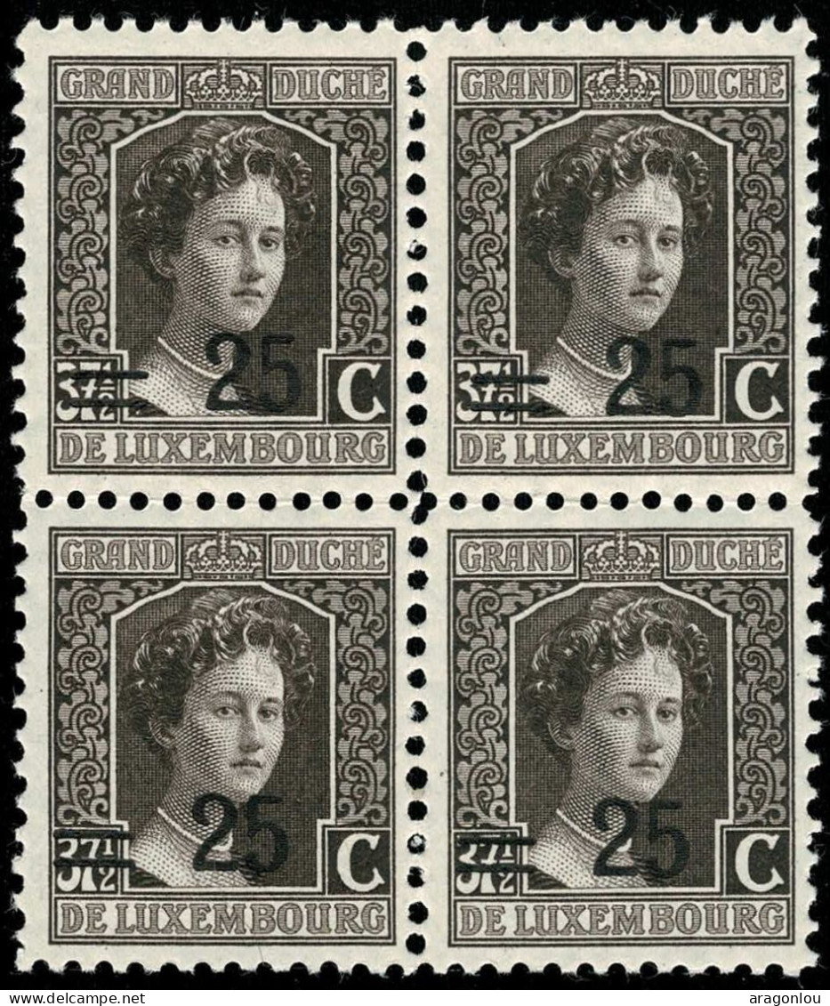 Luxembourg Luxemburg 1915 Adelaïde Bloc 4x 25c./37,5c. Surcharge Neuf MNH** - 1914-24 Marie-Adelaide