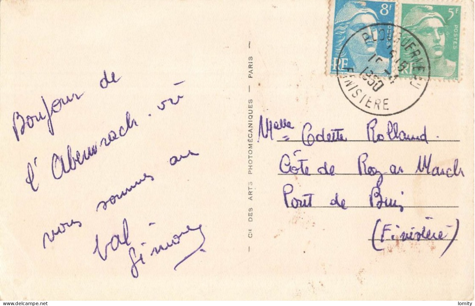 29 Plouguerneau Cale De Corregou CPA Cachet Plouguerneau 1950 - Plouguerneau