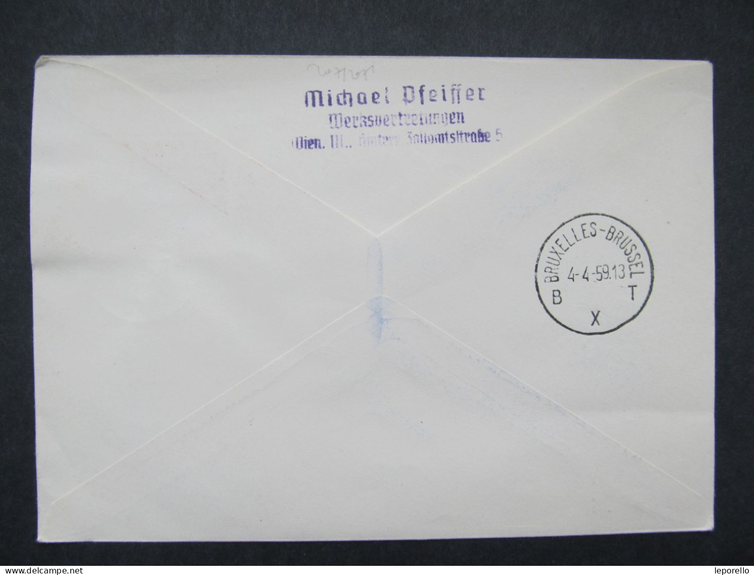 BRIEF AUA Wien - Frankfurt - Bruxelles 1959 //// D*56785 - Cartas & Documentos
