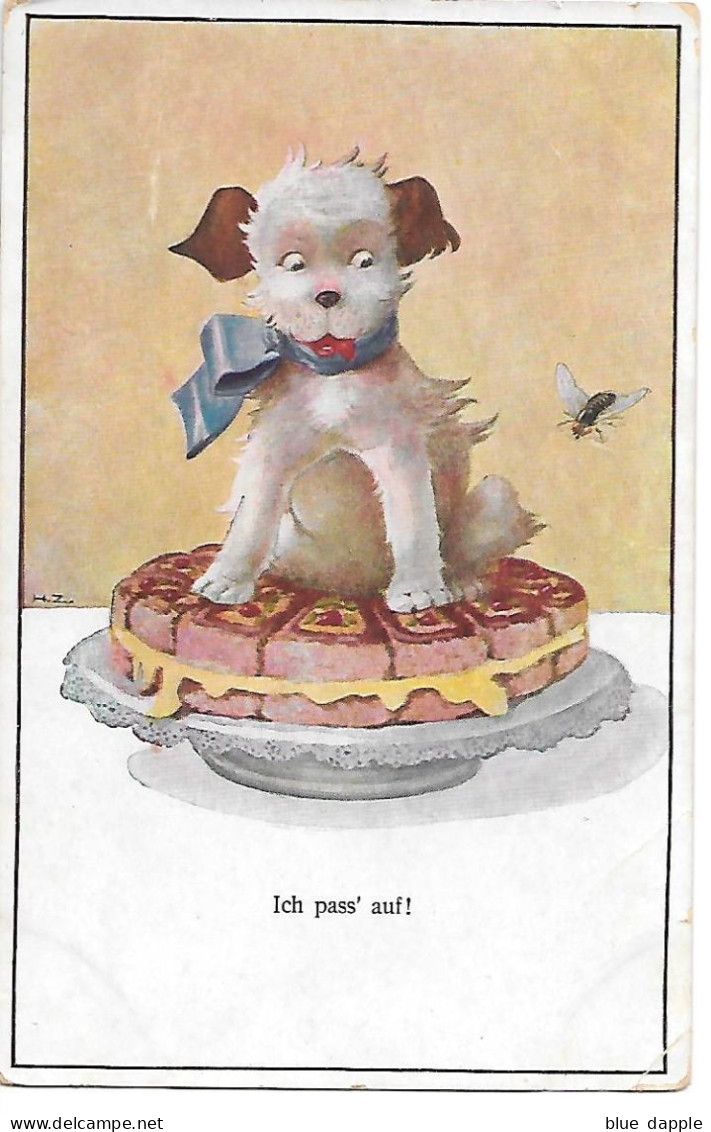 Illustrator - Hans Zahl - Dog Sitting On Cake, On Guard, Chien Assis Sur Un Gâteau, Sur Ses Gardes, Insect, Insecte - Zahl, H.