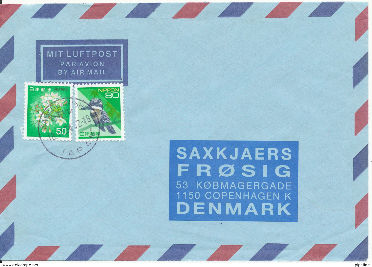 Japan Air Mail Cover Sent To Denmark Kawagoenishi 18-3-1994 Topic Stamps - Luftpost