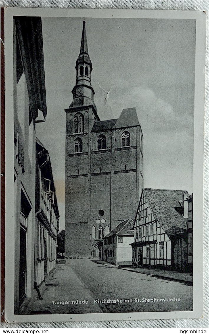 Alte Karte "TANGERMÜNDE - Kirchstraße Mit St. Stephanskirche" - Tangerhütte