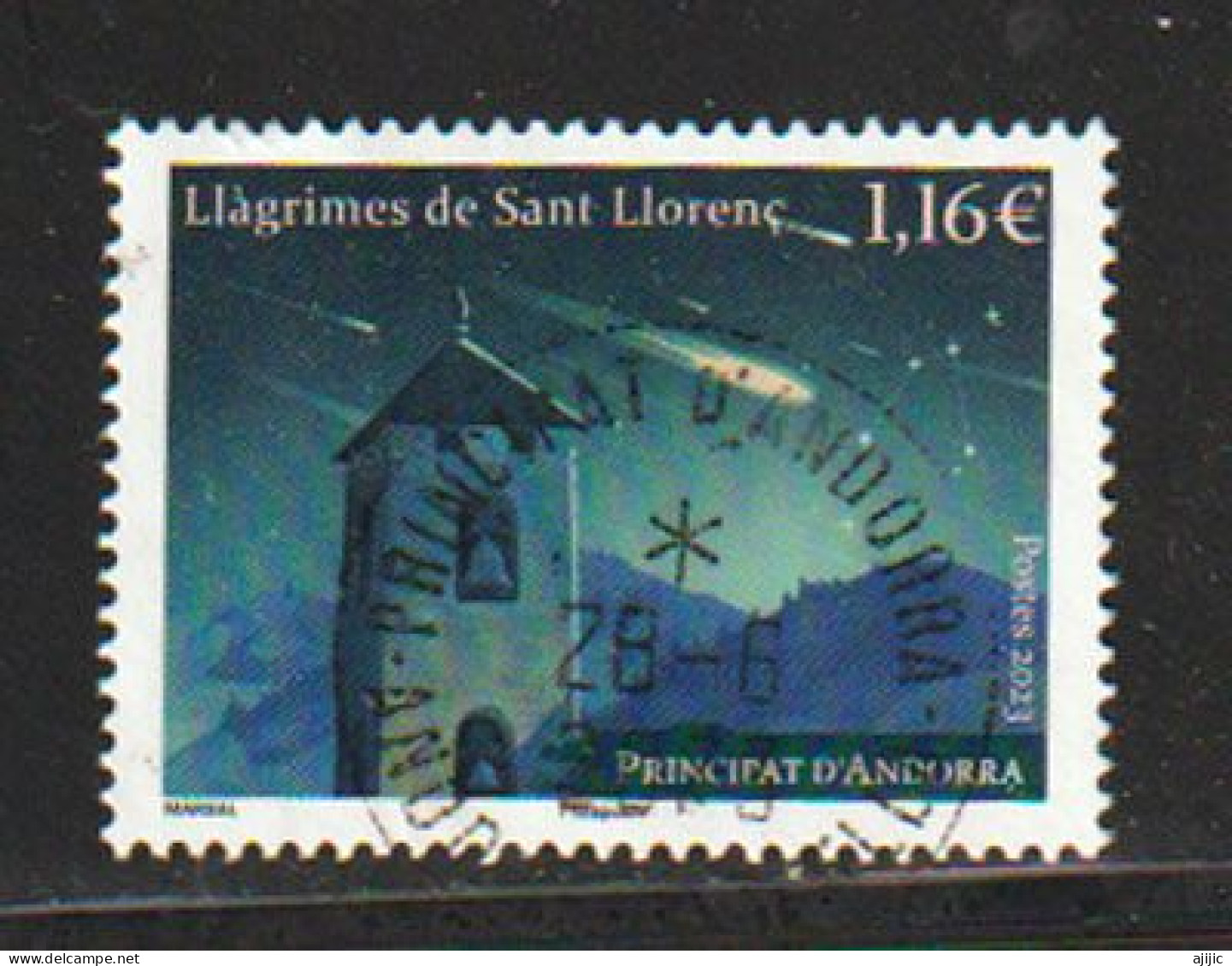 ANDORRA.. Llagrimes De Sant Llorenc (Espectacular Lluvia De Estrellas Nocturna) Perseidas. Sello Cancelado 1ª Calidad - Usados