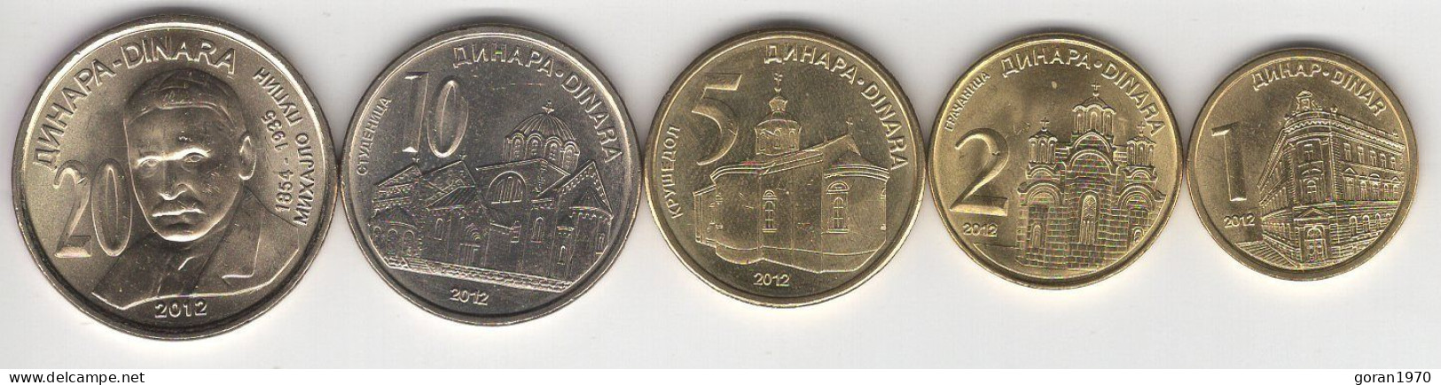 Serbia Coins Set 2012. UNC, 1, 2, 5, 10 And 20 Dinara Commemorative Mihajlo Pupin - Serbia