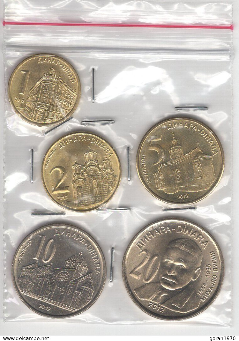 Serbia Coins Set 2012. UNC, 1, 2, 5, 10 And 20 Dinara Commemorative Mihajlo Pupin - Serbia