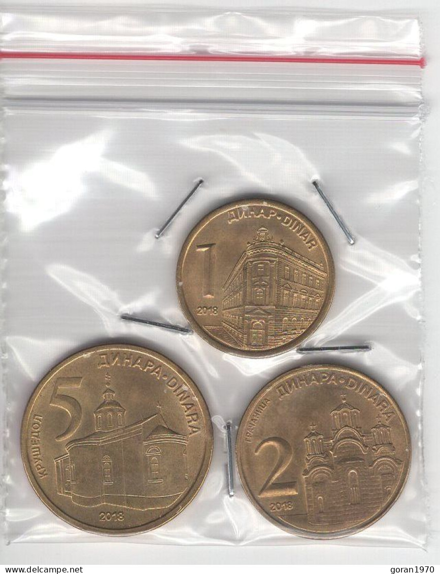 Serbia Coins Set 2018. UNC, 1, 2 And 5 Dinar - Serbia