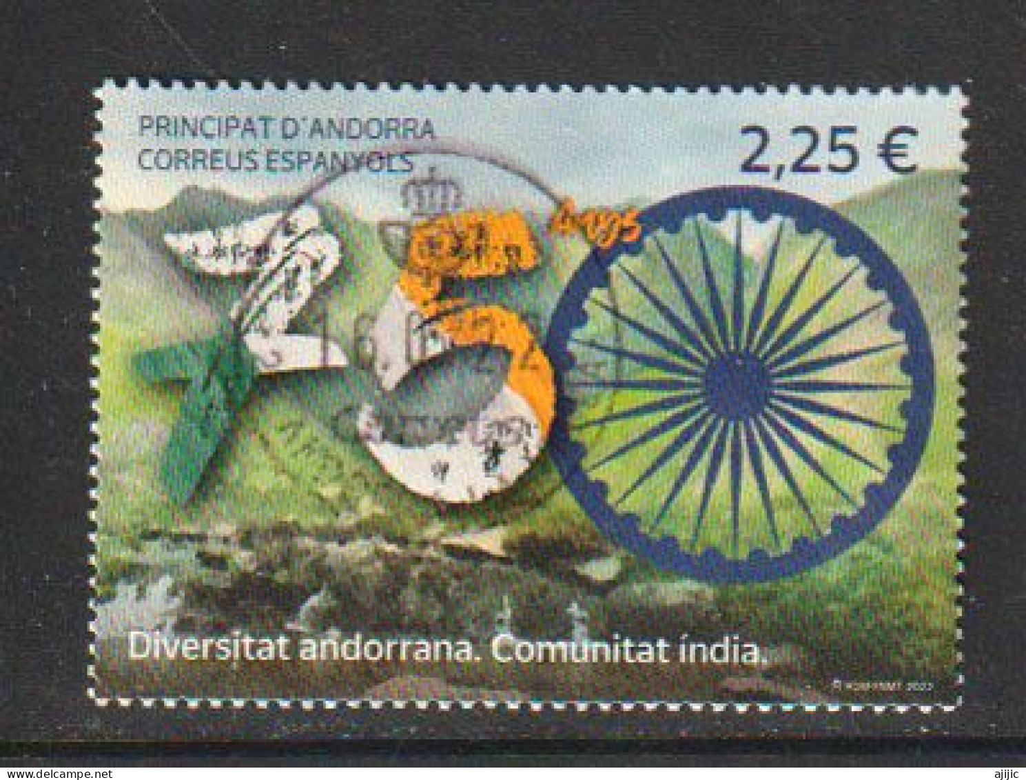 2022. Andorran Diversity. The Indian Community. Canceled Stamp 1st Quality (High Face) - Oblitérés