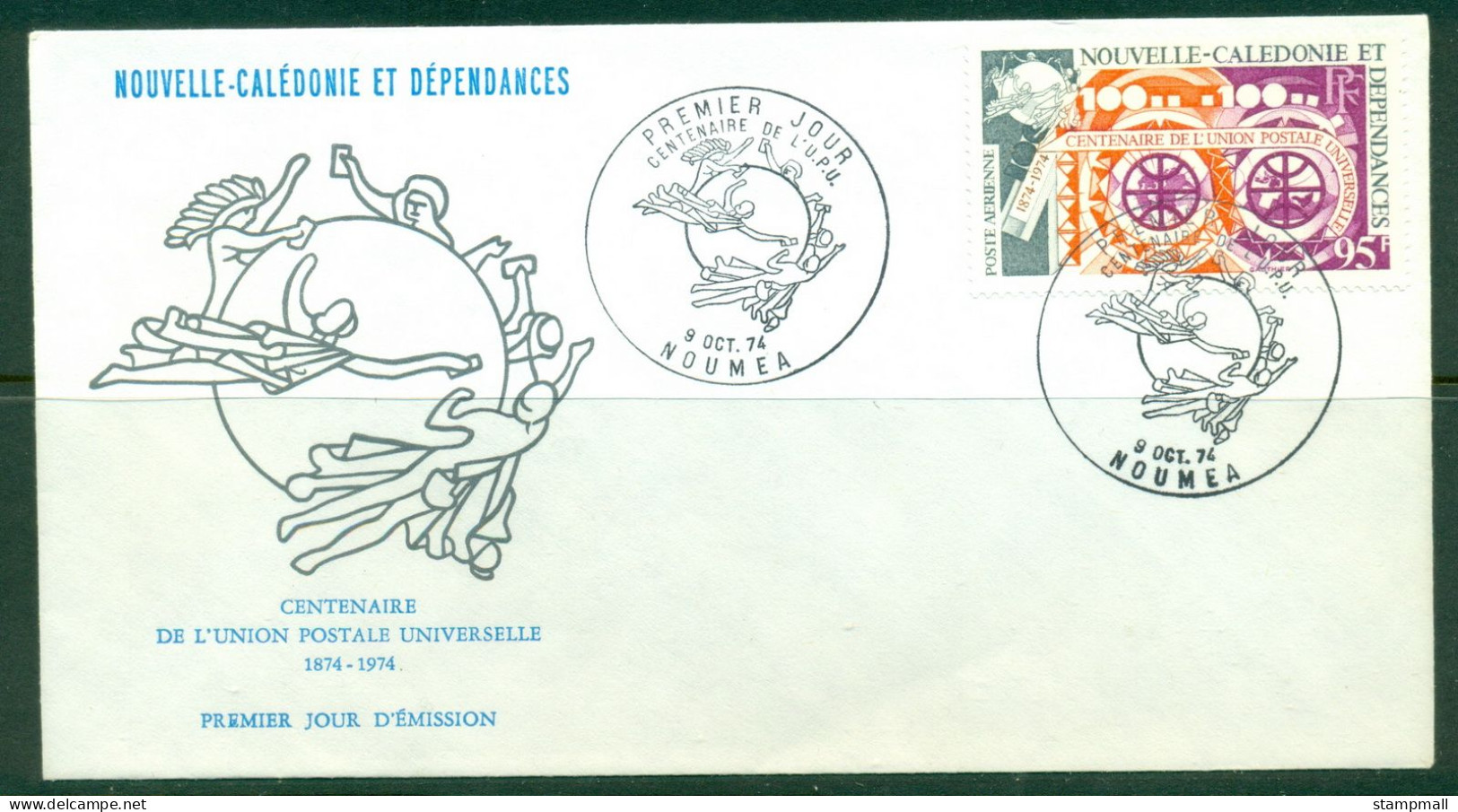 New Caledonia 1974 UPU Centenary FDC - Briefe U. Dokumente