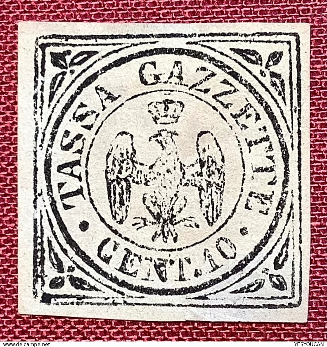 Modena Segnatasse Per Giornali 1859 10c Sa.5 (1800€ For *) Unused No Gum Thinned (eagle Aigle Newspaper Stamp, Journaux - Modène