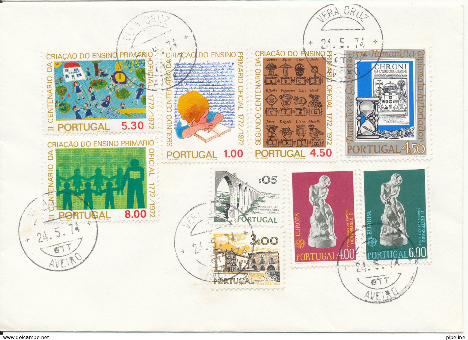 Portugal Cover Vera Cruz 24-5-1974 With A Lot Of Topic Stamps But No Address - Lettres & Documents