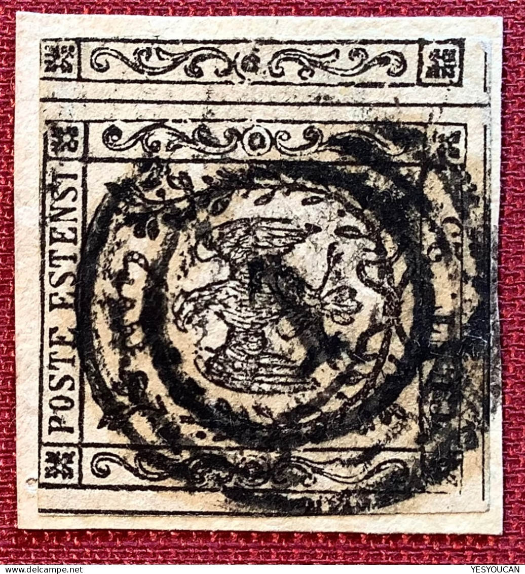 RARE „1“ POSTMARK OF WIEN, AUSTRIA On Modena 1852 25c Sa.4, UNIQUE ? A.Diena  (eagle Österreich Stempel Müller 3214u - Modène