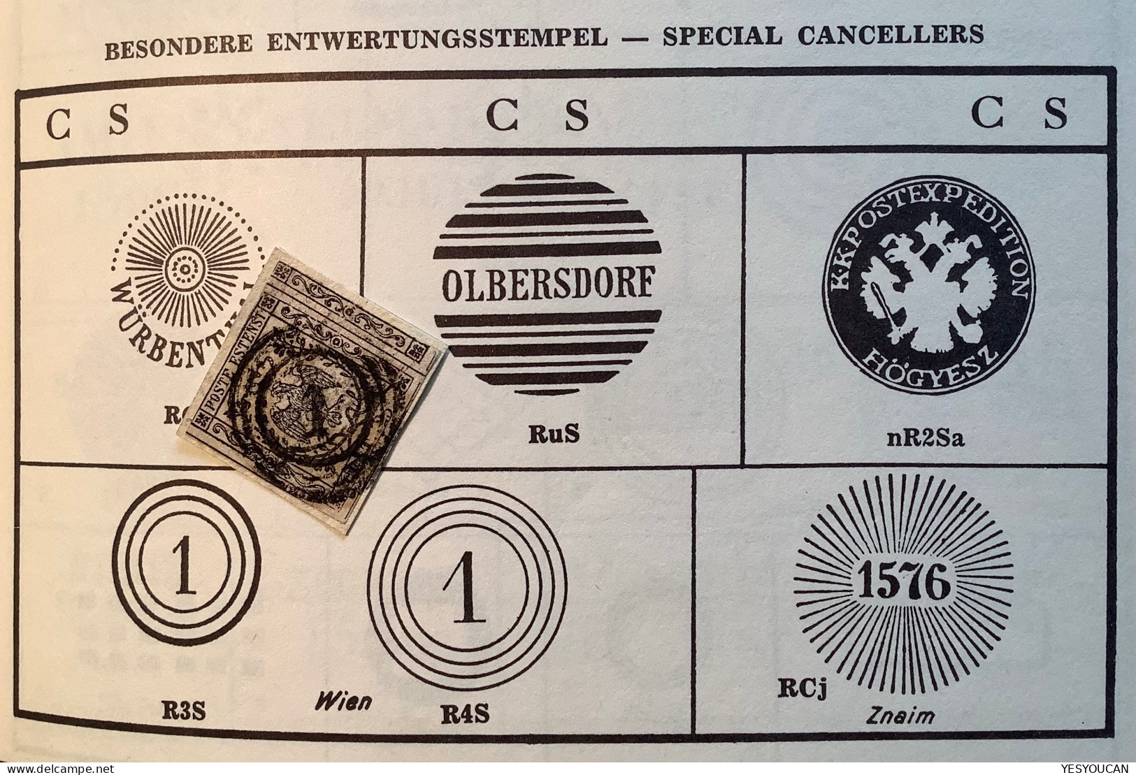 RARE „1“ POSTMARK OF WIEN, AUSTRIA On Modena 1852 25c Sa.4, UNIQUE ? A.Diena  (eagle Österreich Stempel Müller 3214u - Modena