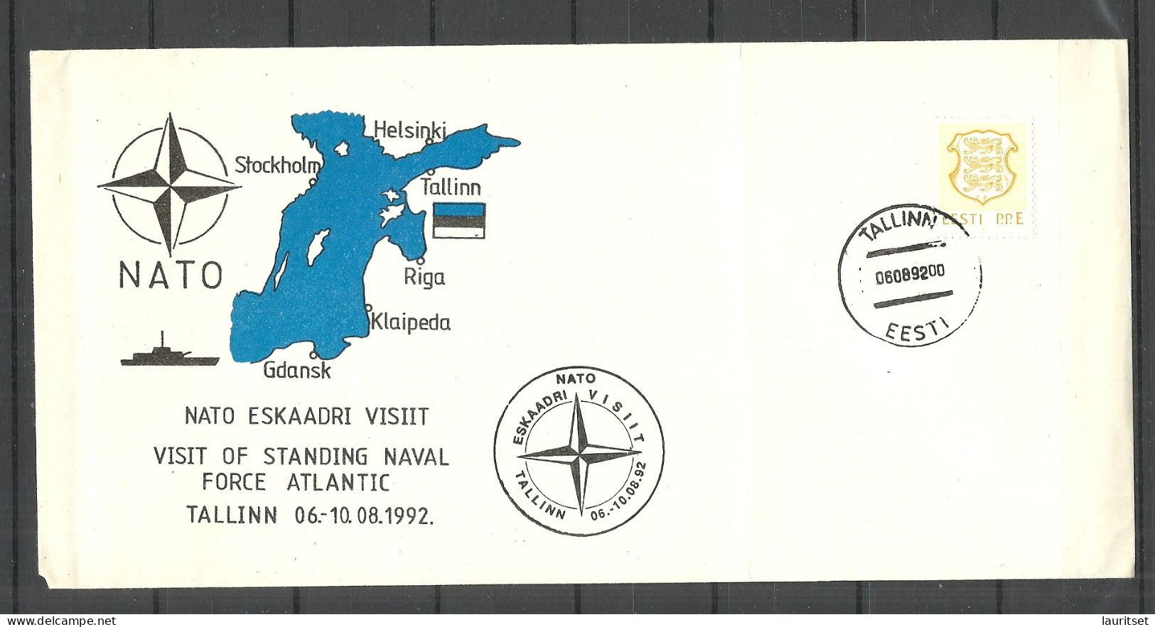 Estland Estonie Estonia 1992 Visit Of NATO Naval Force To Tallinn Sonderstempel Special Cancel & Special Cover - OTAN