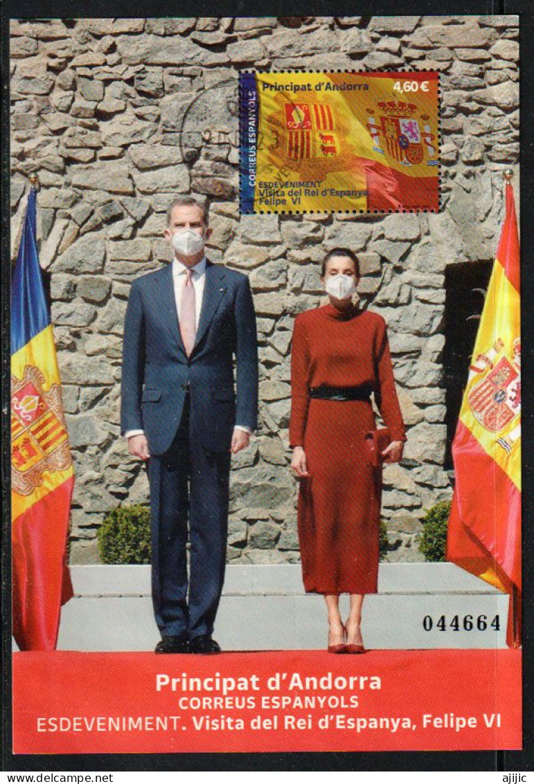 2022.Visite Du Roi Felipe VI Et La Reine Letizia D'Espagne En Andorre.Bloc-feuillet Oblitéré 1 ère Qualité,haute Faciale - Blocs-feuillets