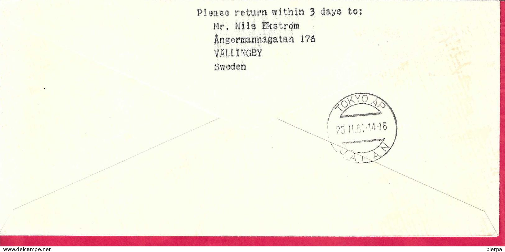 DANMARK - 1000th FIRST POLAR FLIGHT SAS FROM KOBENHAVN V TO TOKYO*24.2.1961* ON OFFICIAL COVER F.D.C. - Airmail