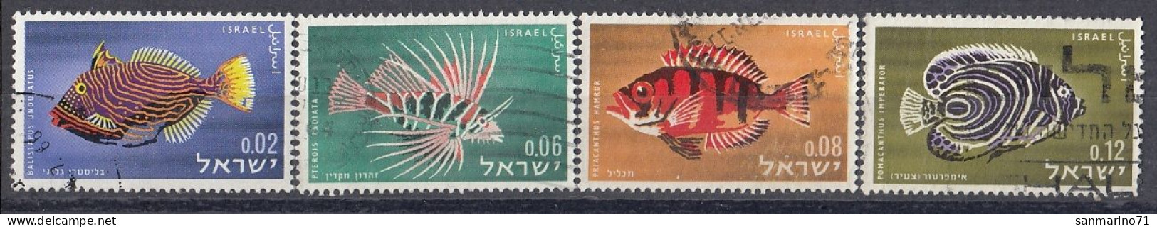 ISRAEL 291-294,used,falc Hinged,fishes - Gebruikt (zonder Tabs)