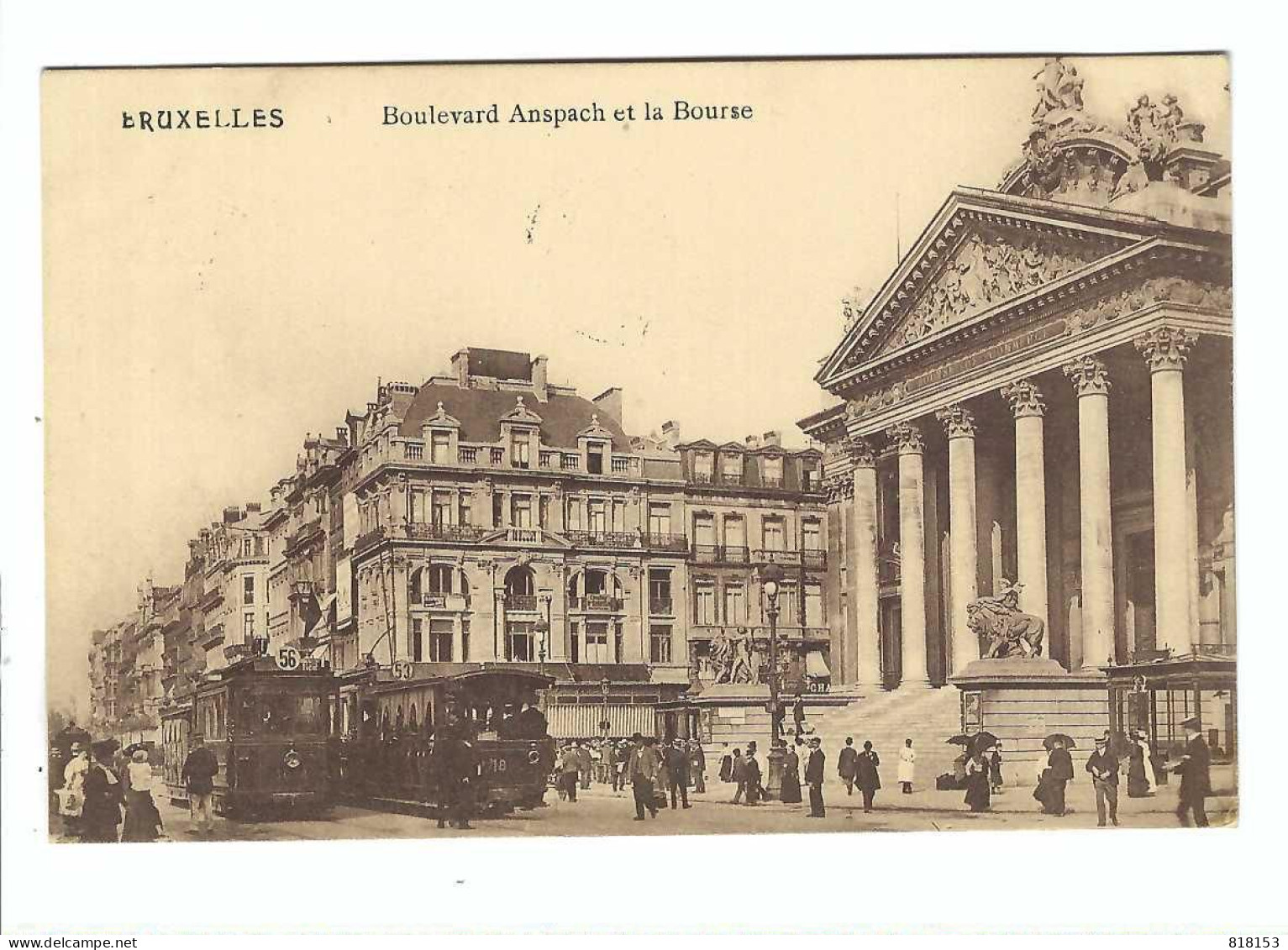 BRUXELLES   Boulevard Anspach Et La Bourse 1913 - Bruxelles-ville