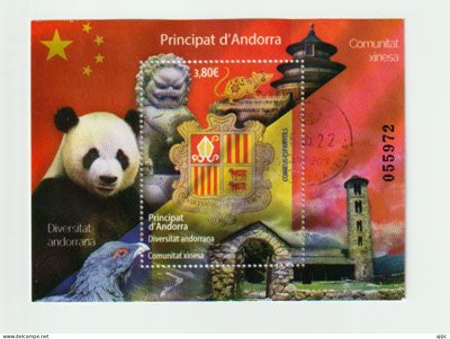 Diversity Andorran, Chinese Community, Canceled 1st Quality Miniature Sheet  (high Face) - Usati