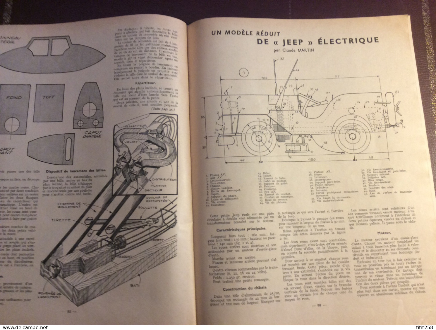 Systéme D Spécial Jeux / Jouets / Maquettes / Scooter Voilier Billard Grue Jeep Etc . 1958