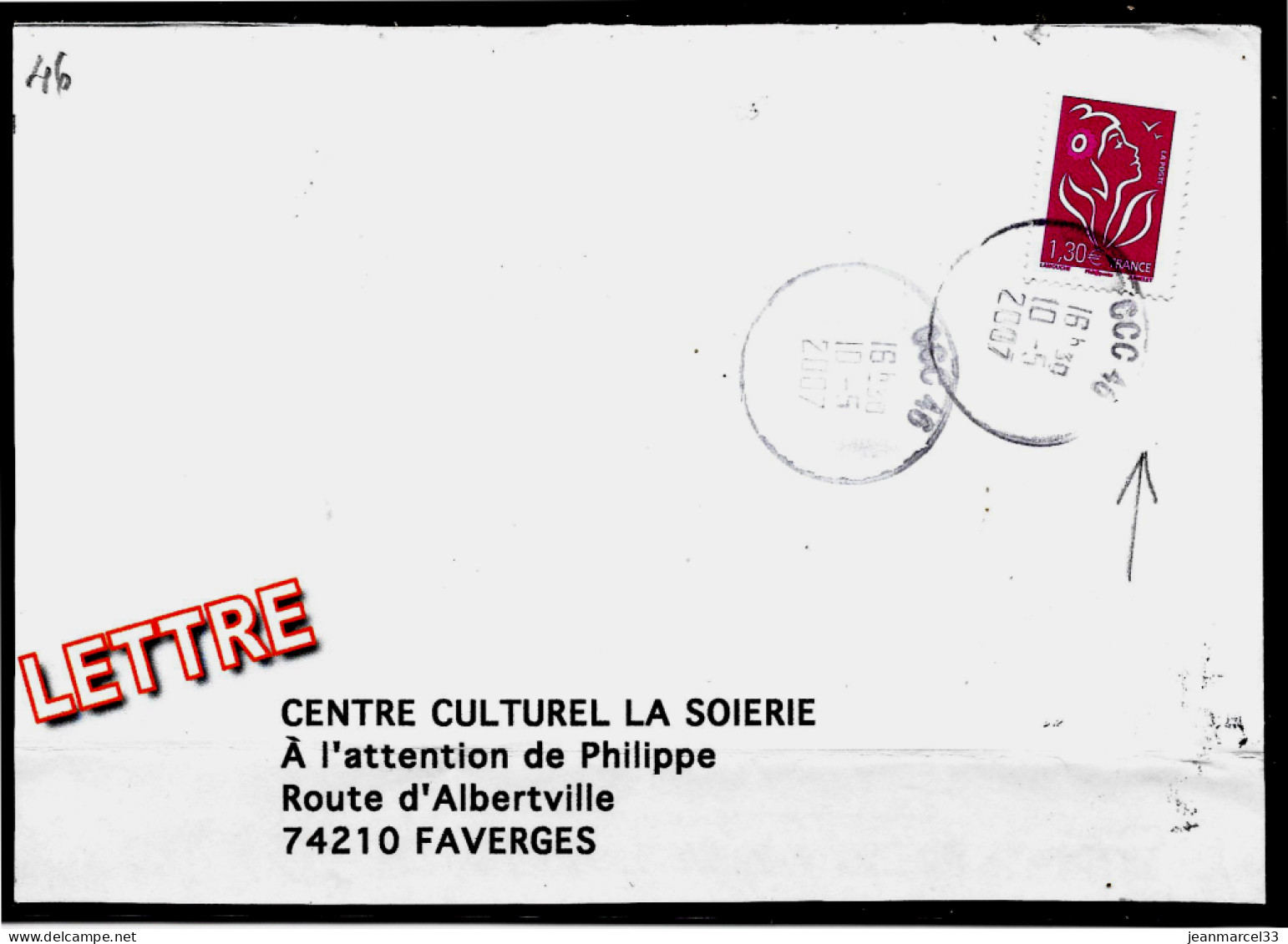 Curiosité Sur Lettre Cachet Manuel Simplifié CCC 46 (centre Courrier Cahors 46) I0-5 2007 - Briefe U. Dokumente