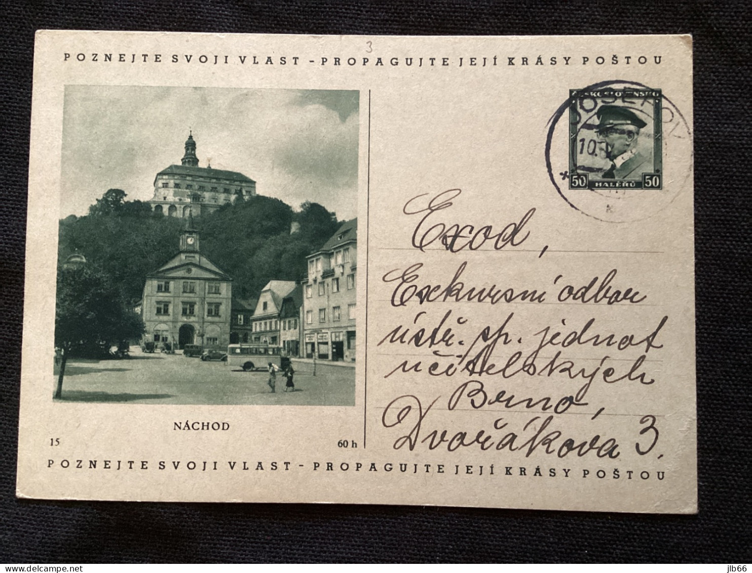 1937 CDV 69/15 Nachod Oblitéré Josefov 10.05.1938 - Ansichtskarten