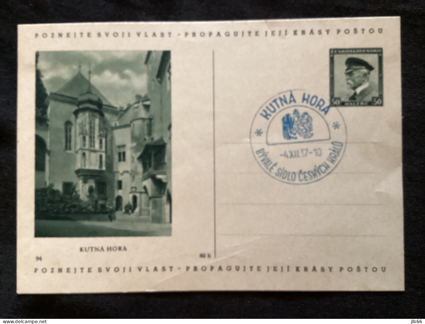 1937 CDV 69/94 Kutna Hora Oblitéré Kutna Hora 04/12/1937 - Postcards
