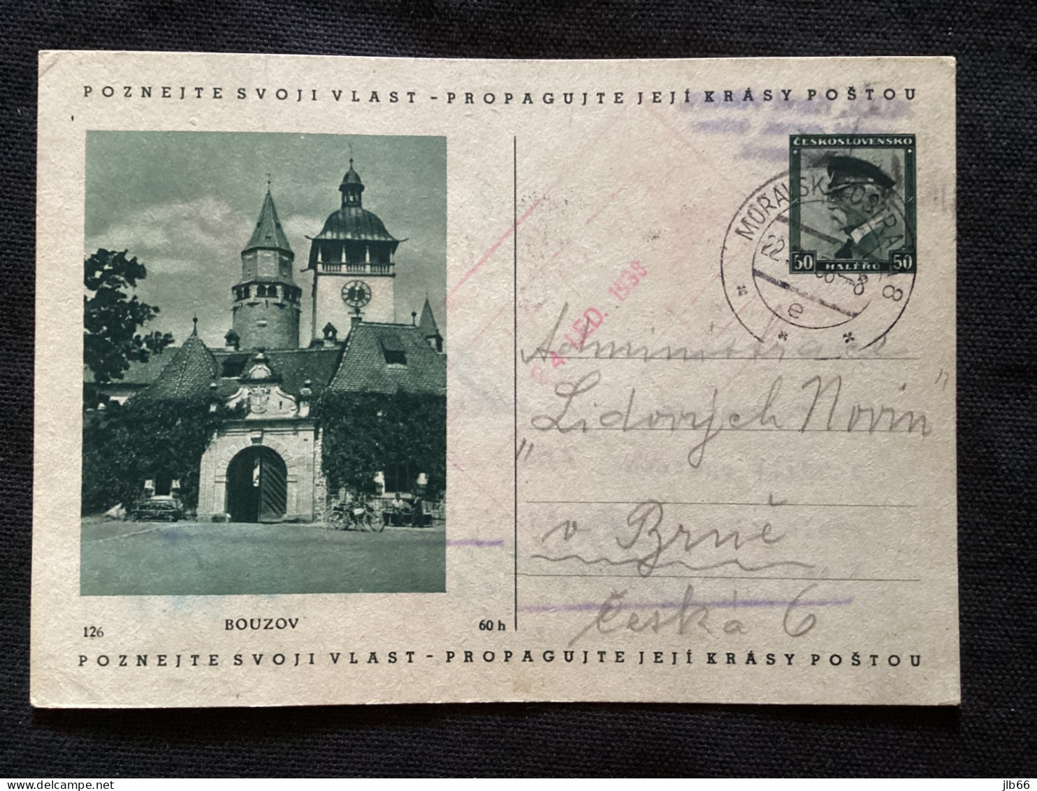 1937 CDV 69/126 Bouzov Oblitéré Moravske Ostrava 22/01/1938 - Ansichtskarten